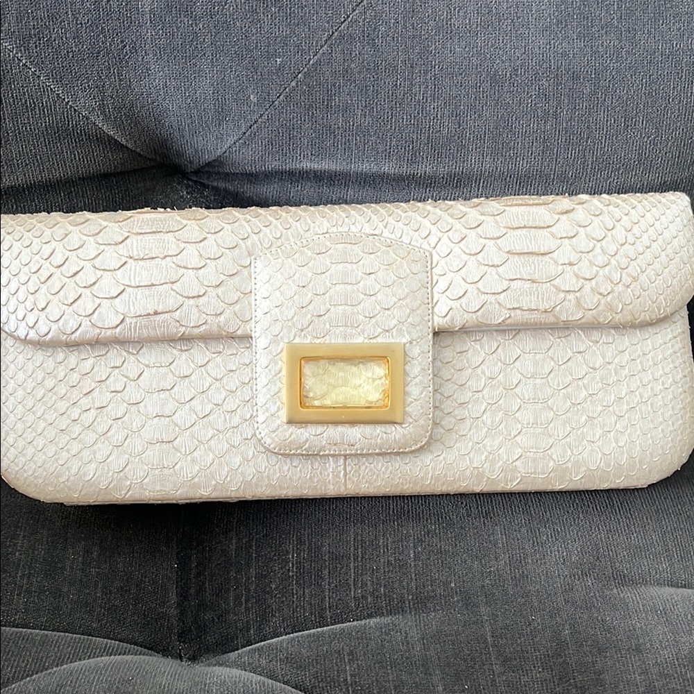 Kara Ross skin Clutch with Gold Hardware